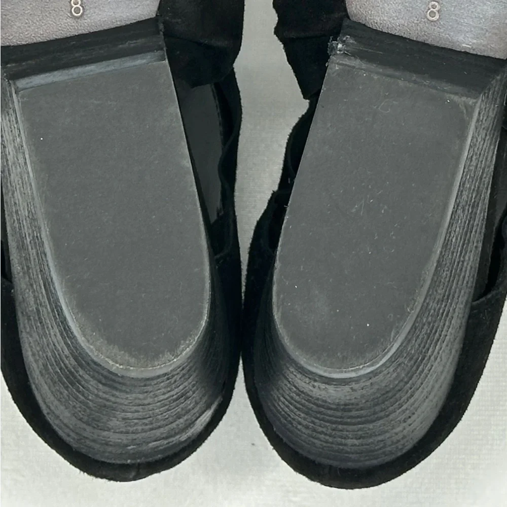 Eileen Fisher Anise Suede Booties Twist‎ Knot Open Toe Pumps Dark Romantic Sz 8